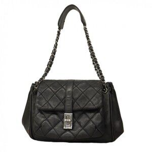 Chanel Shoulder Bag 2.55 Quilted Caviar Leather Black Silver